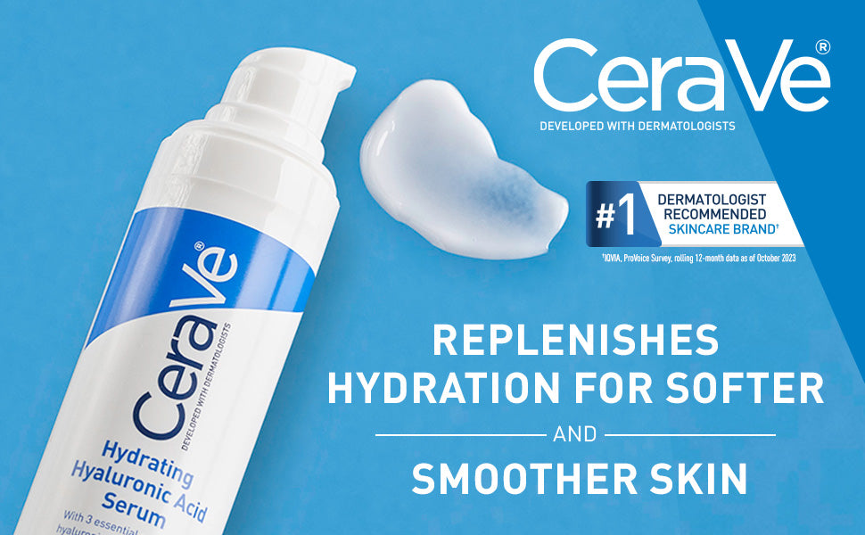 CeraVe - Suero Facial de Ácido Hialurónico con Vitamina B5 y Ceramidas, Suero Facial Hidratante para Piel Seca, Sin Fragancia, 29 ml