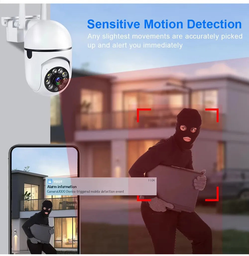 Cámara PTZ de vigilancia de seguridad inalámbrica IP Wifi de 8MP, zoom 4X, seguimiento, audio bidireccional, cámara de visión nocturna a color HD