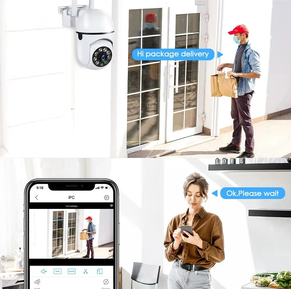 Cámara PTZ de vigilancia de seguridad inalámbrica IP Wifi de 8MP, zoom 4X, seguimiento, audio bidireccional, cámara de visión nocturna a color HD