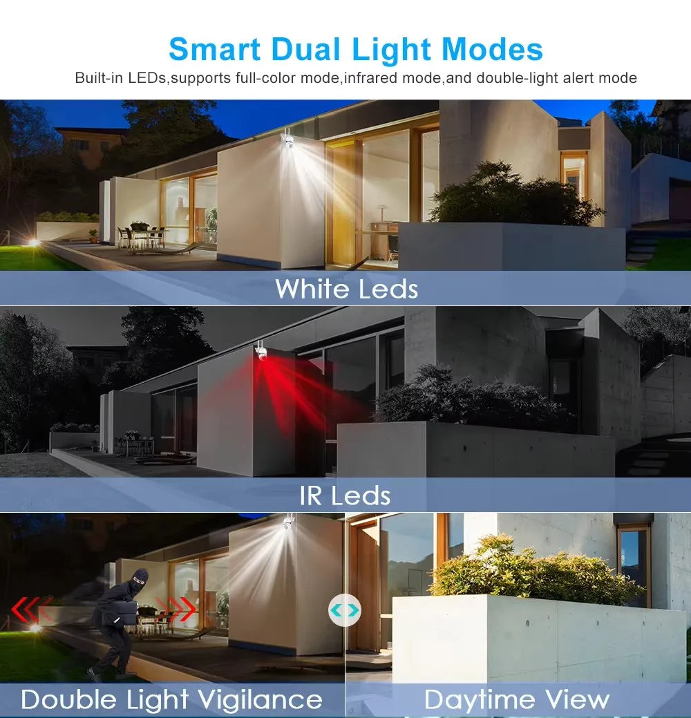 Cámara PTZ de vigilancia de seguridad inalámbrica IP Wifi de 8MP, zoom 4X, seguimiento, audio bidireccional, cámara de visión nocturna a color HD