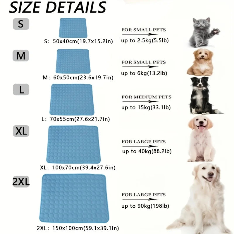 Colchoneta Refrescante para Perros, Cama Fría de Verano para Mascotas, Tamaño Extra Grande Para Perros Pequeños y Grandes, Accesorios para Mascotas, Manta Duradera para Gatos, Manta de Hielo para Gatos y Sofás