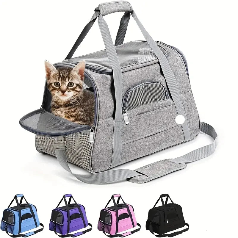 Transportín para mascotas para gatos grandes y medianos, transportín de lados blandos para gatos grandes y medianos y cachorros, transportines para perros
