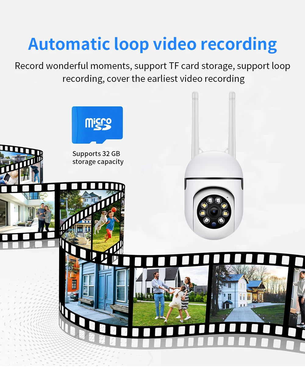 Cámara PTZ de vigilancia de seguridad inalámbrica IP Wifi de 8MP, zoom 4X, seguimiento, audio bidireccional, cámara de visión nocturna a color HD