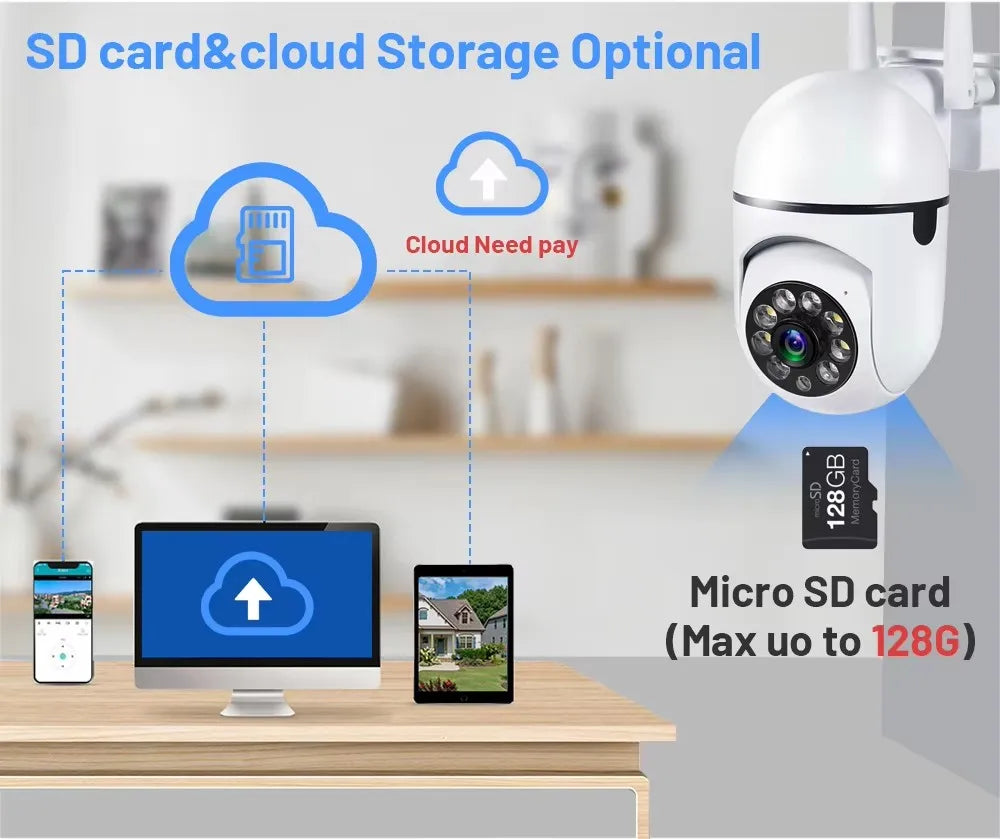 Cámara PTZ de vigilancia de seguridad inalámbrica IP Wifi de 8MP, zoom 4X, seguimiento, audio bidireccional, cámara de visión nocturna a color HD
