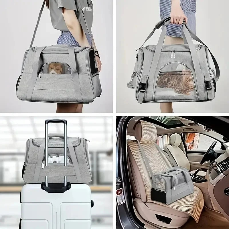 Transportín para mascotas para gatos grandes y medianos, transportín de lados blandos para gatos grandes y medianos y cachorros, transportines para perros