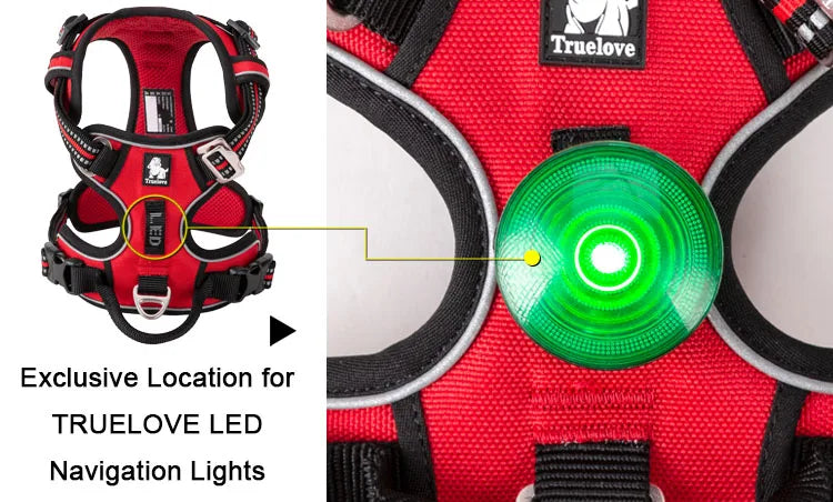 Arnés para Perros de Nylon Reflectante Truelove sin Tirones Ajustable Mediano Grande para Perros Traviesos Chaleco de Seguridad para Coche Correr Pasear