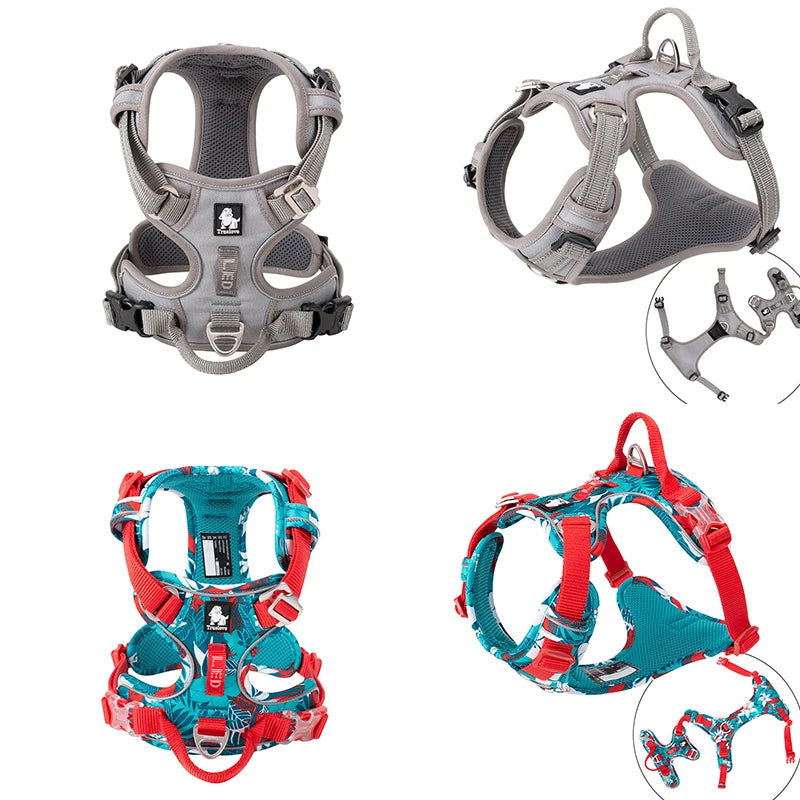 Arnés para Perros de Nylon Reflectante Truelove sin Tirones Ajustable Mediano Grande para Perros Traviesos Chaleco de Seguridad para Coche Correr Pasear