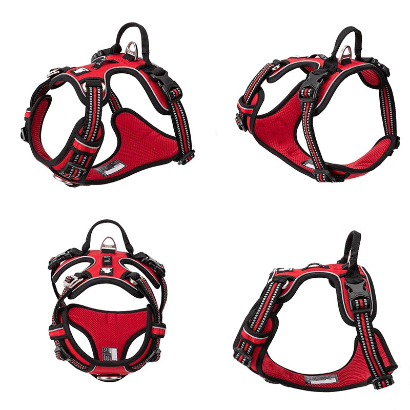 Arnés para Perros de Nylon Reflectante Truelove sin Tirones Ajustable Mediano Grande para Perros Traviesos Chaleco de Seguridad para Coche Correr Pasear