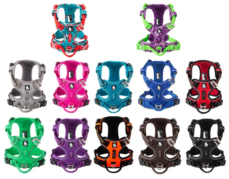 Arnés para Perros de Nylon Reflectante Truelove sin Tirones Ajustable Mediano Grande para Perros Traviesos Chaleco de Seguridad para Coche Correr Pasear