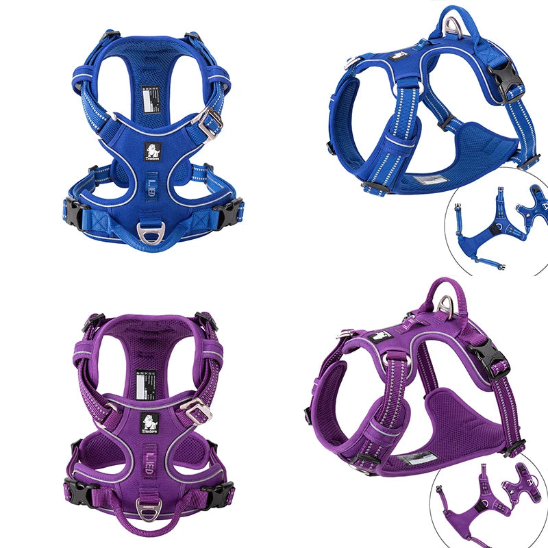Arnés para Perros de Nylon Reflectante Truelove sin Tirones Ajustable Mediano Grande para Perros Traviesos Chaleco de Seguridad para Coche Correr Pasear