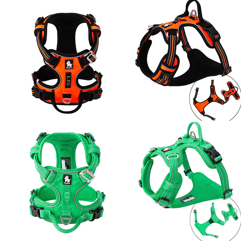 Arnés para Perros de Nylon Reflectante Truelove sin Tirones Ajustable Mediano Grande para Perros Traviesos Chaleco de Seguridad para Coche Correr Pasear