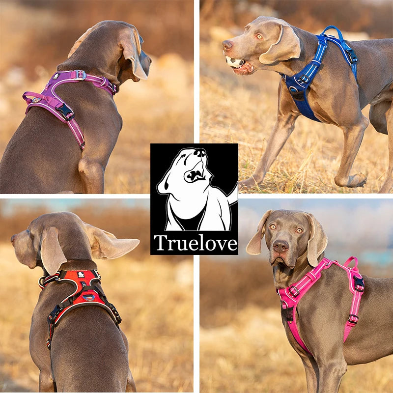 Arnés para Perros de Nylon Reflectante Truelove sin Tirones Ajustable Mediano Grande para Perros Traviesos Chaleco de Seguridad para Coche Correr Pasear