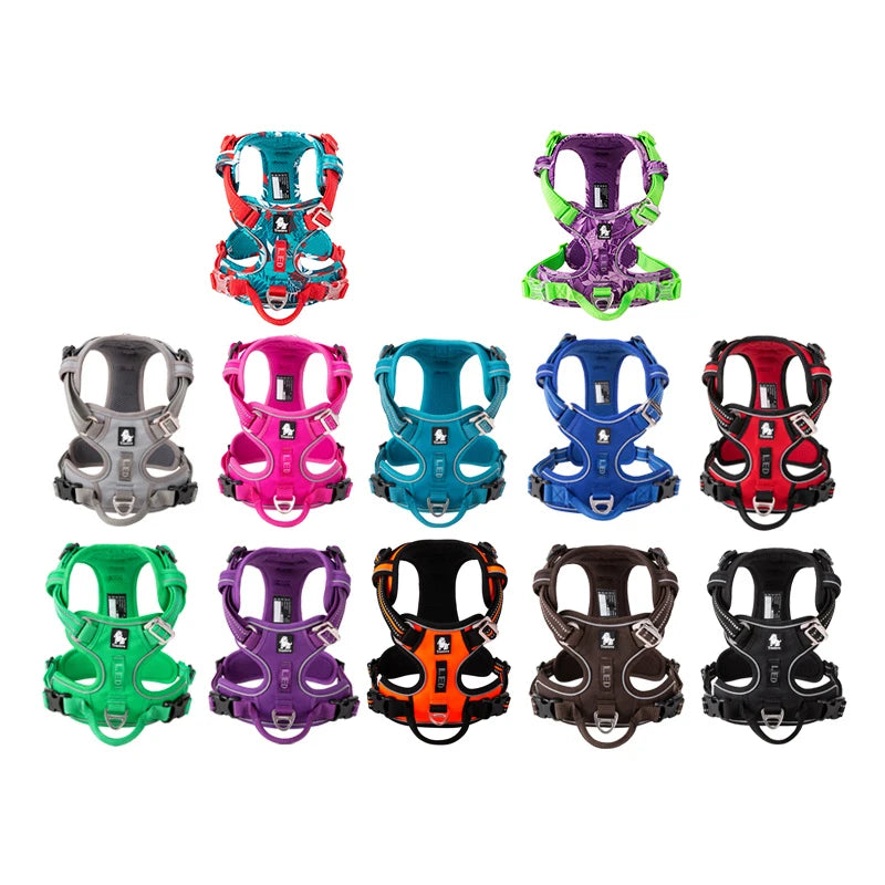 Arnés para Perros de Nylon Reflectante Truelove sin Tirones Ajustable Mediano Grande para Perros Traviesos Chaleco de Seguridad para Coche Correr Pasear