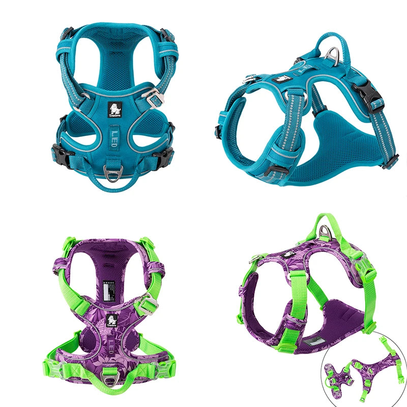 Arnés para Perros de Nylon Reflectante Truelove sin Tirones Ajustable Mediano Grande para Perros Traviesos Chaleco de Seguridad para Coche Correr Pasear
