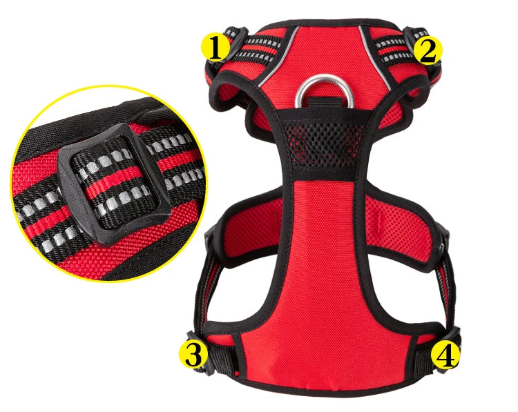 Arnés para Perros de Nylon Reflectante Truelove sin Tirones Ajustable Mediano Grande para Perros Traviesos Chaleco de Seguridad para Coche Correr Pasear