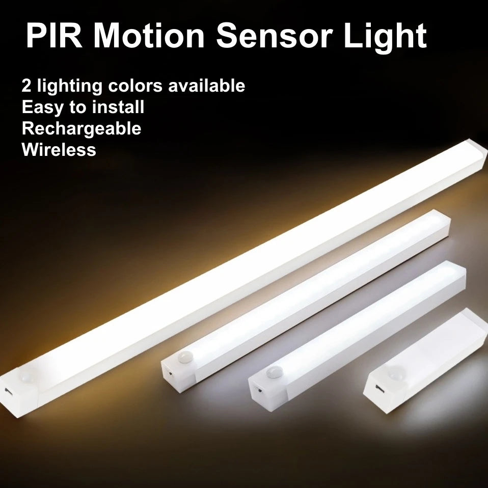 Luz de barra LED con sensor de movimiento, recargable por USB, inalámbrica, luz nocturna por inducción, lámpara de gabinete magnética portátil sin cable para cocina