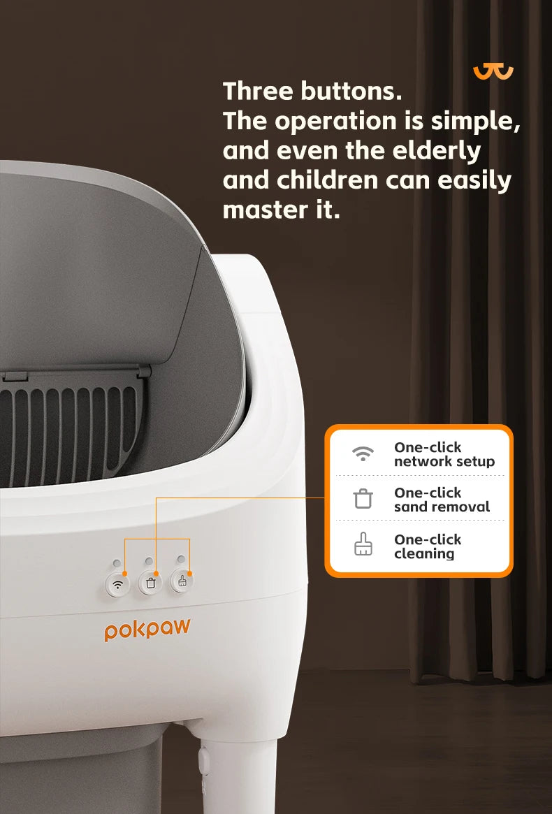 Pokpaw Smart Cat Litter Box 76L Large Automatic Self-cleaning Cats Litter Box Sandbox for cat Toilet Accessories Pet Supplies