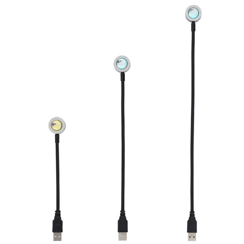 Lámpara de proyección USB de atardecer, luz nocturna de ambiente arcoíris, luz de atardecer para fotografía, selfis, cafeterías, decoración de paredes en vivo