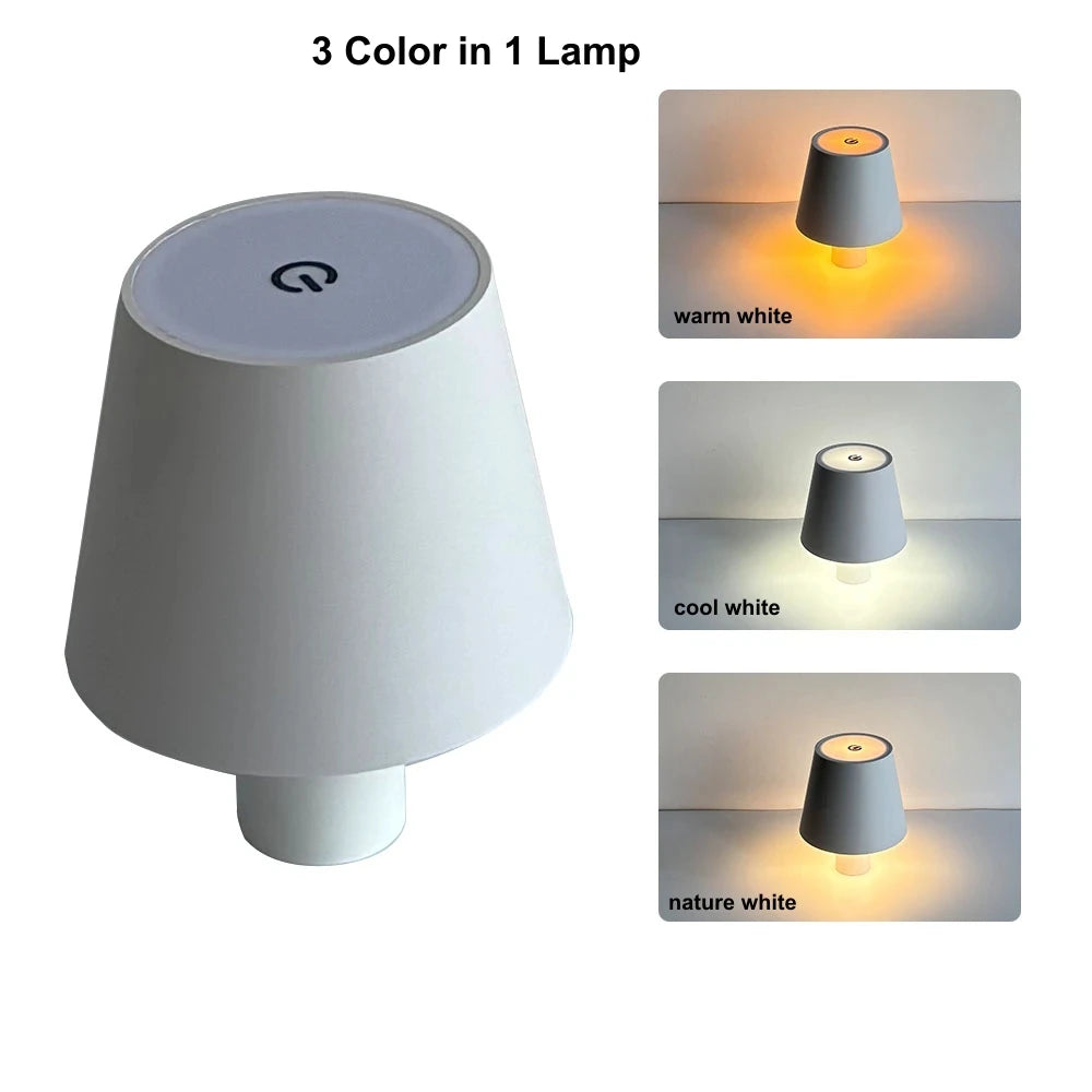 Lámpara de mesa LED nórdica, recargable, táctil, regulable, para dormitorio, comedor, cafetería, decoración sencilla para el hogar.