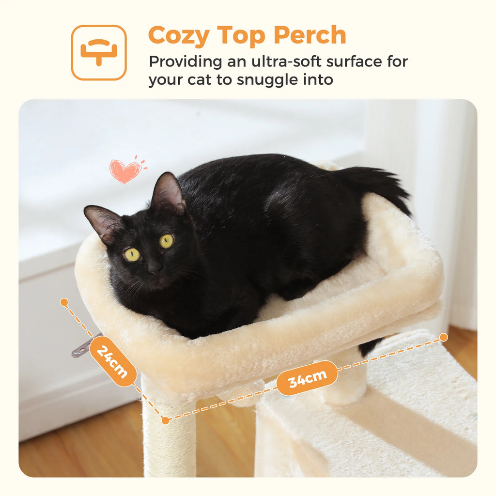Rascador multinivel para gatos con postes de sisal, condominio acogedor, hamaca grande, torre de felpa para gatos, cama para gatitos de interior, juguetes para gatos