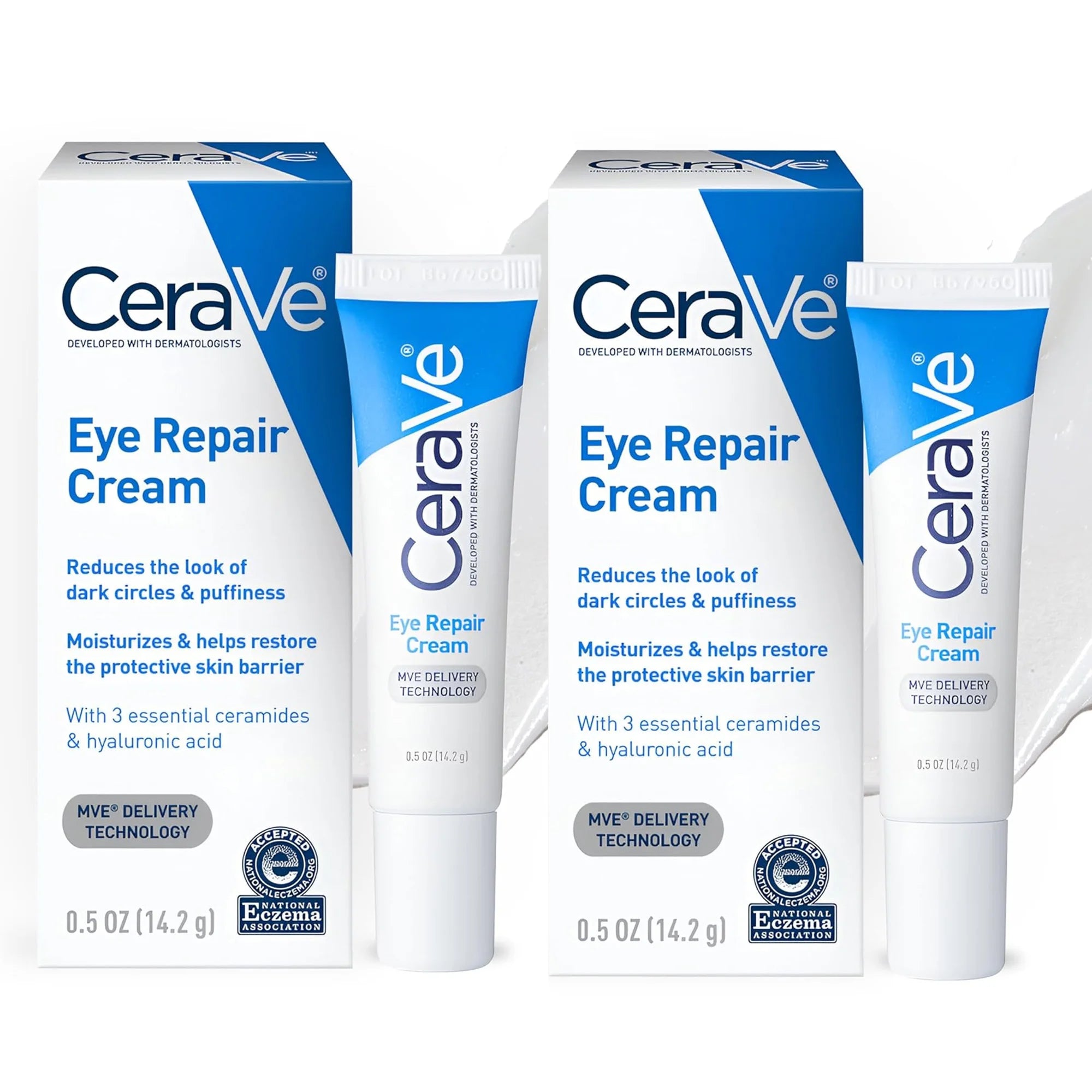 CeraVe Crema Reparadora para Ojos Hidratante para el Contorno de Ojos con Ácido Hialurónico, Niacinamida, Complejo Botánico Marino, Cuidado Diario de la Piel