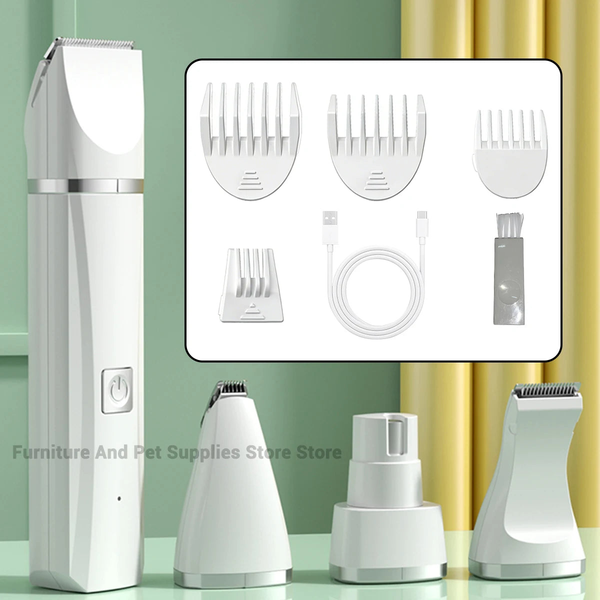 Nuevo Kit de herramientas de belleza multifuncional eléctrico 4 en 1 para mascotas Cortapelos recargable para perros y gatos Suministros para mascotas