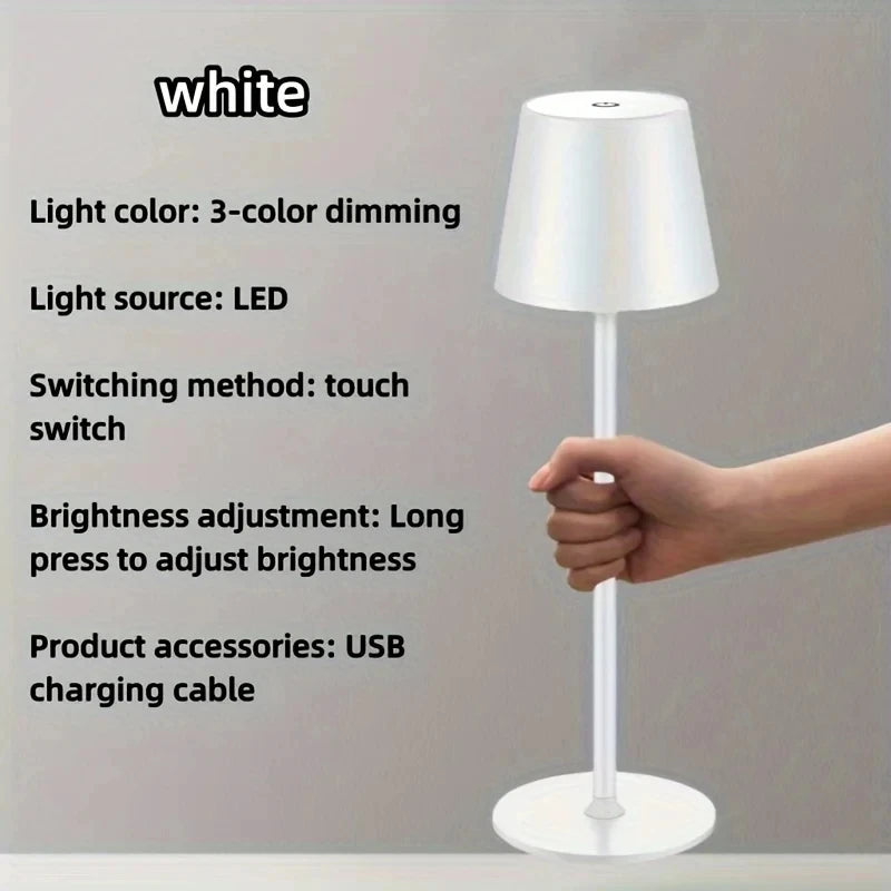 Lámparas de mesa LED inalámbricas regulables en 3 niveles, luz nocturna táctil recargable por USB, lámpara de escritorio LED para habitación, estudio, oficina, bares, café