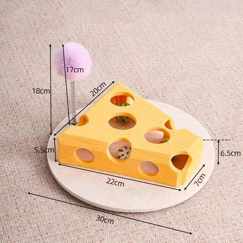 Juguete para gatos con laberinto, caja de fieltro con agujeros y pelota con cascabel, juguete interactivo divertido para gatitos, suministros para gatos