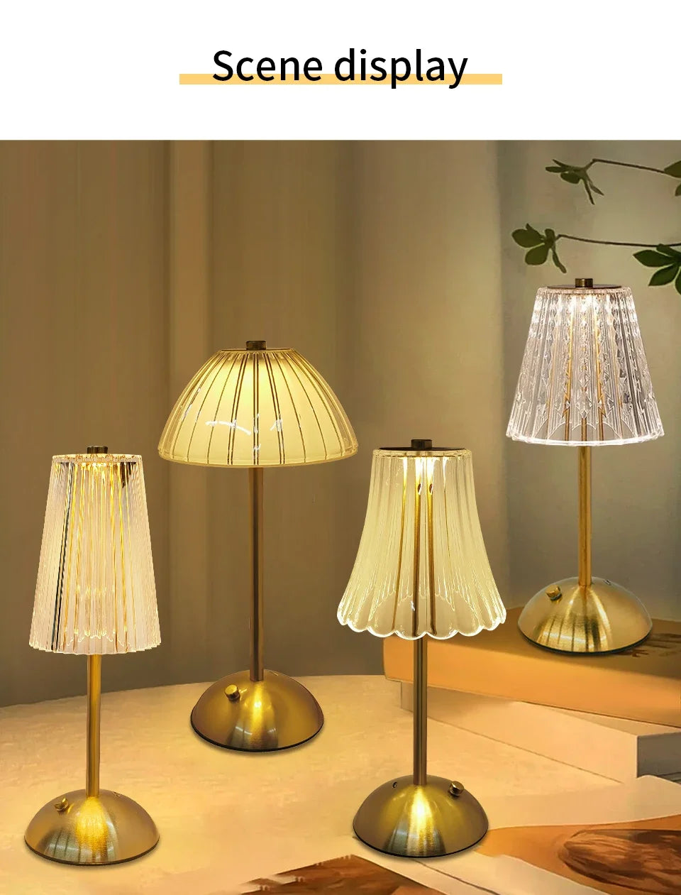 Lámpara de mesa LED recargable por USB con atenuación táctil, luz ambiental para cafetería/bar, luz nocturna de lectura con protección ocular, decoración para dormitorio