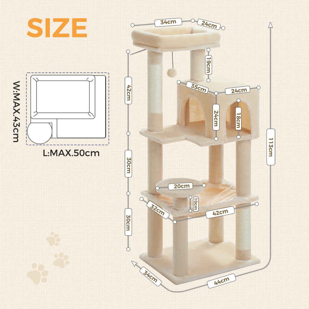 Rascador multinivel para gatos con postes de sisal, condominio acogedor, hamaca grande, torre de felpa para gatos, cama para gatitos de interior, juguetes para gatos