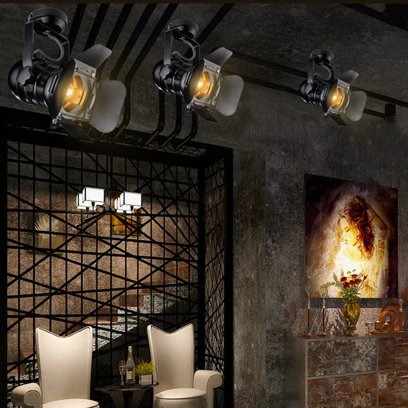 E27 Vintage Celling Iron Lamp Industrial Light Retro Lamp Adjustable 4 Leaf For Clothes Store Coffee Bar Loft Style Fixture