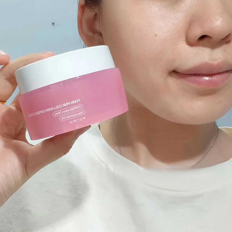 Sunny Skin: PDRN Pink Collagen Capsule Cream con crema de niacinamida para tono de piel irregular, crema hidratante facial ligera, crema coreana original