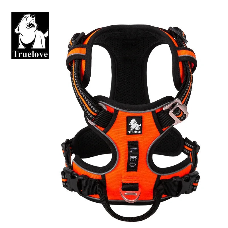 Arnés para Perros de Nylon Reflectante Truelove sin Tirones Ajustable Mediano Grande para Perros Traviesos Chaleco de Seguridad para Coche Correr Pasear