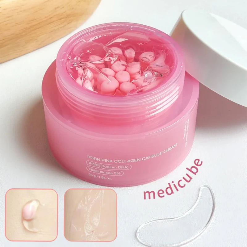Sunny Skin: PDRN Pink Collagen Capsule Cream con crema de niacinamida para tono de piel irregular, crema hidratante facial ligera, crema coreana original