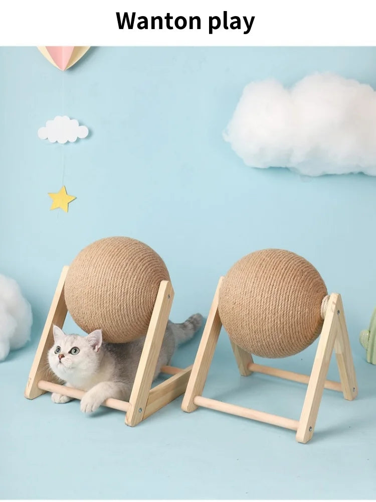 Juguete de bola rascador para gatos, cuerda de sisal para gatitos, tabla de moler patas, rascador para gatos, juguete resistente al desgaste para mascotas, muebles
