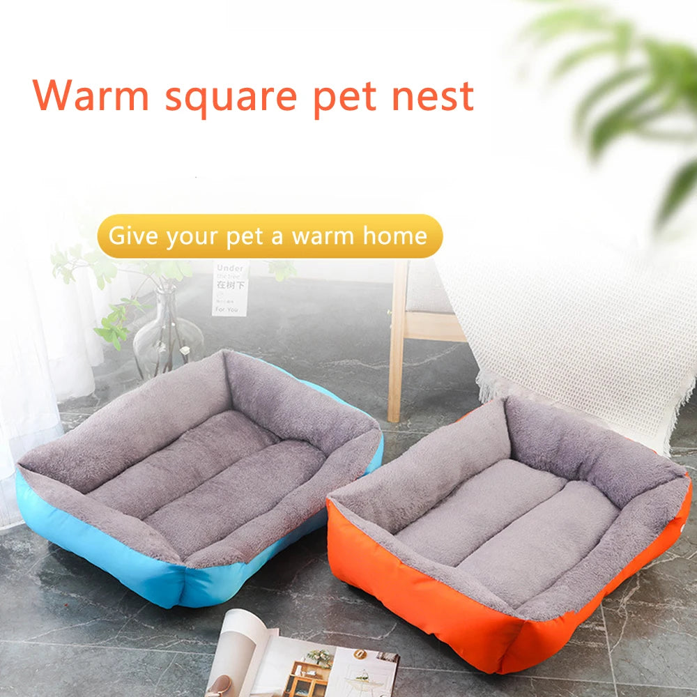 Sofá suave cuadrado grande para perros, casa elástica para perros, cojín, cama cálida de invierno para perros medianos, lavable, accesorios para casa de gatos.
