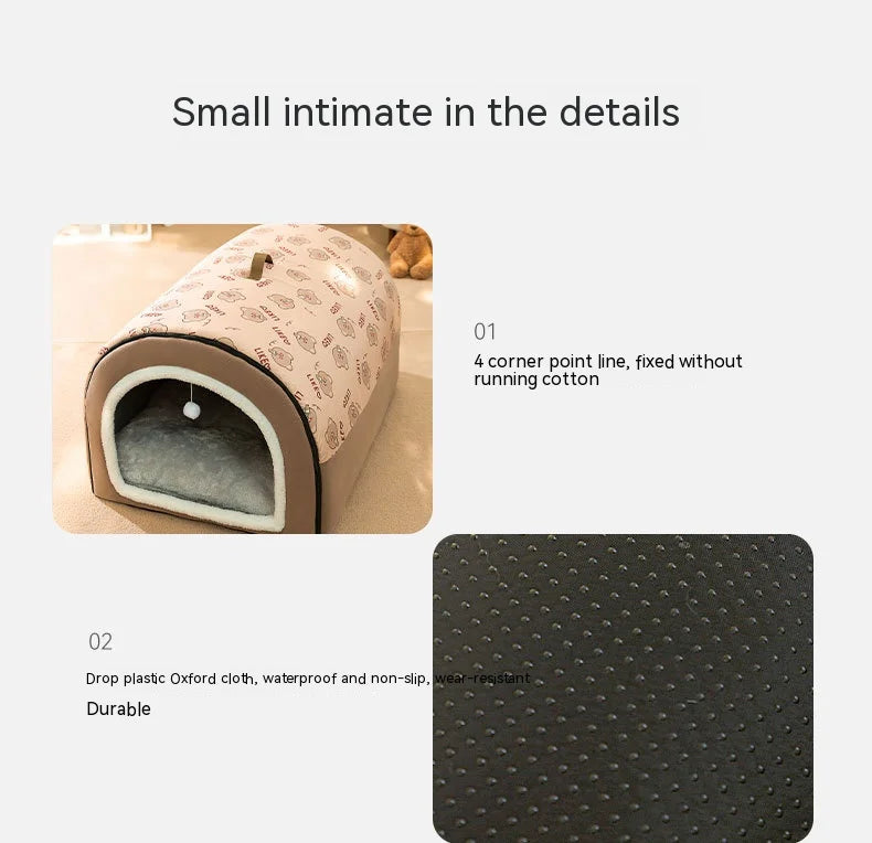 Cama para Perro Grande, Nido de Perro Grande de Invierno Cálido, Cama para Perro Desmontable y Lavable, Suministros para Mascotas de Tipo Casa de Perro Grande de Temporada, Nido para Gato