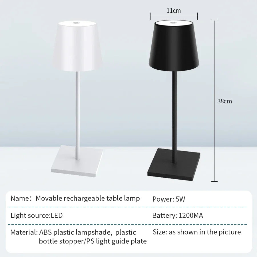 Lámpara de mesa LED nórdica, recargable, táctil, regulable, para dormitorio, comedor, cafetería, decoración sencilla para el hogar.