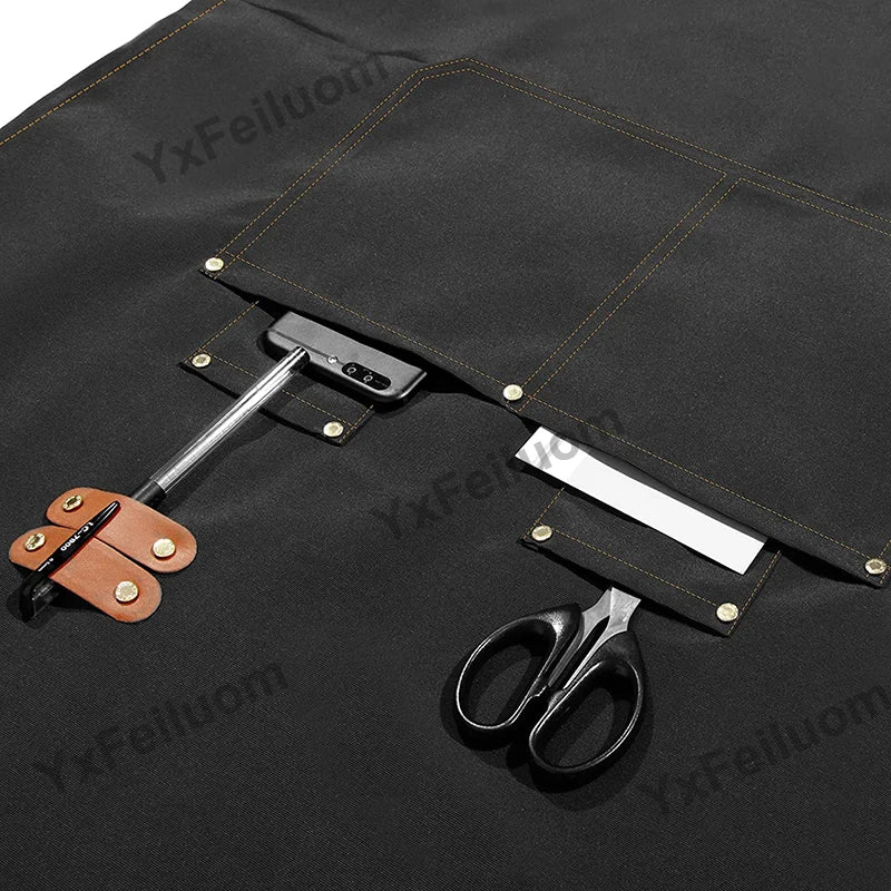 Apron Custom Logo Catering Server Uniforms Restaurant Cafe Hotel Waiter Chef Aprons Women Nail Salon Work Bib Men's BBQ Mandiles