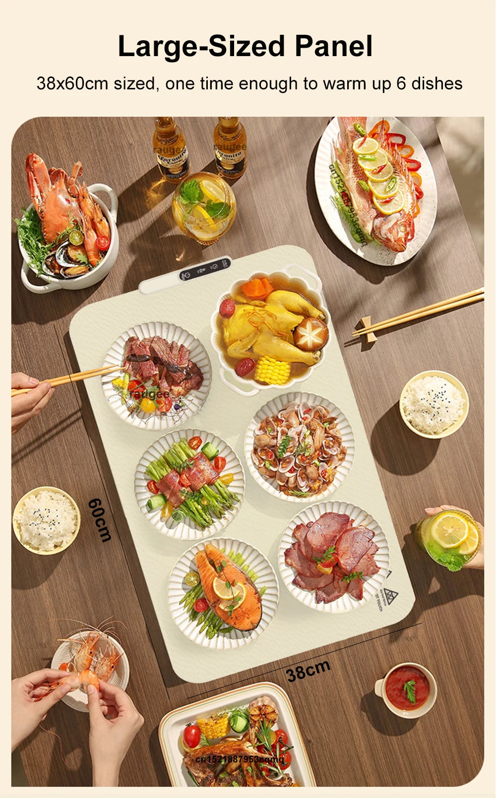 Electric Heating Plate Food Warmer Mat Silicone Dining Table Fast Warming Food Coffee Heater Tray Foldable Food Warming Plate