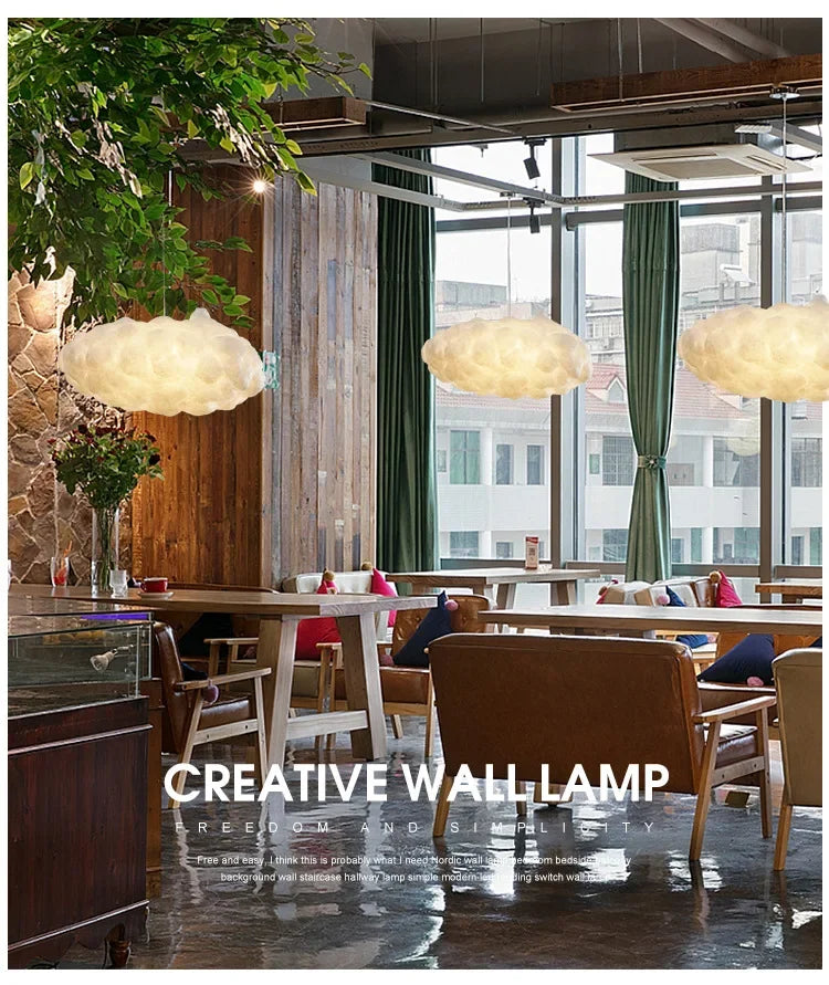 Lámpara Colgante Moderna de Nubes, Lámpara Colgante Blanca para Cafetería, Tienda de Ropa, Dormitorio Comercial, Sala de Estar