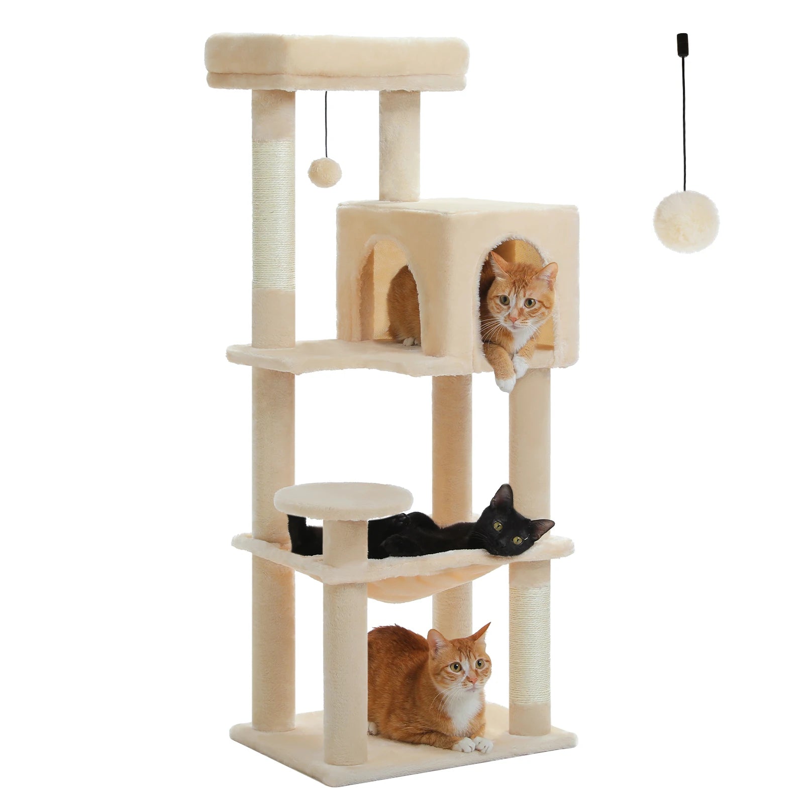 Rascador multinivel para gatos con postes de sisal, condominio acogedor, hamaca grande, torre de felpa para gatos, cama para gatitos de interior, juguetes para gatos