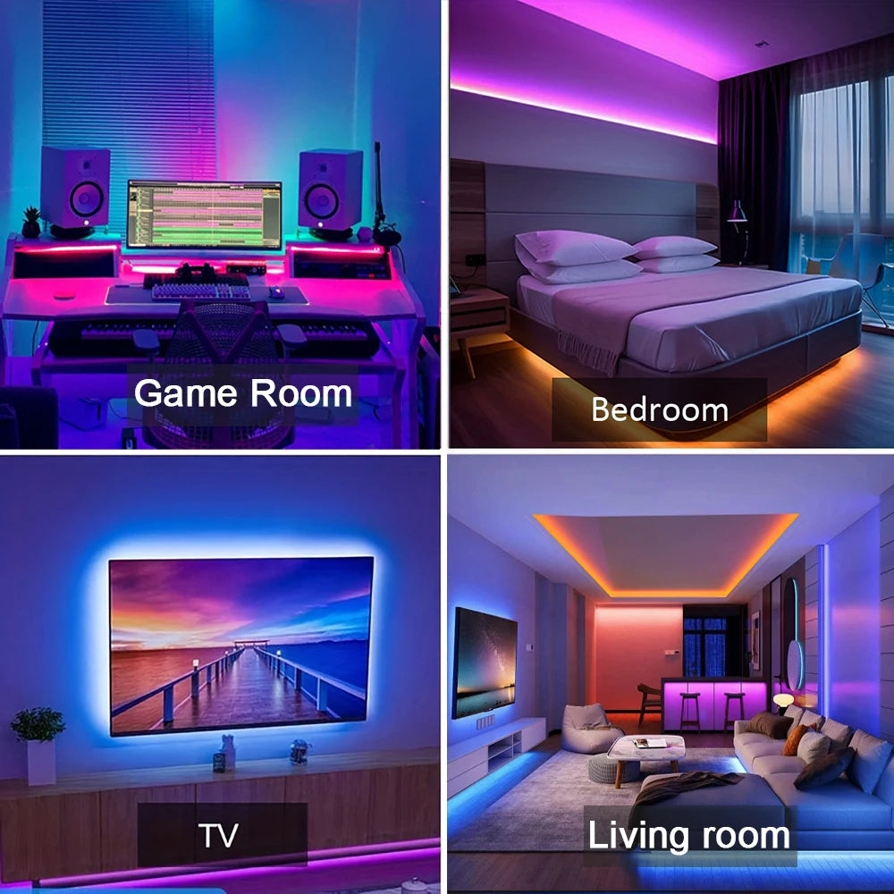 Sunny Light: Tiras de luces LED RGB de 5m, 10m, 20m, 30m, luz LED para habitación con control por APP, cinta flexible Luces LED para decoración de habitaciones y dormitorios