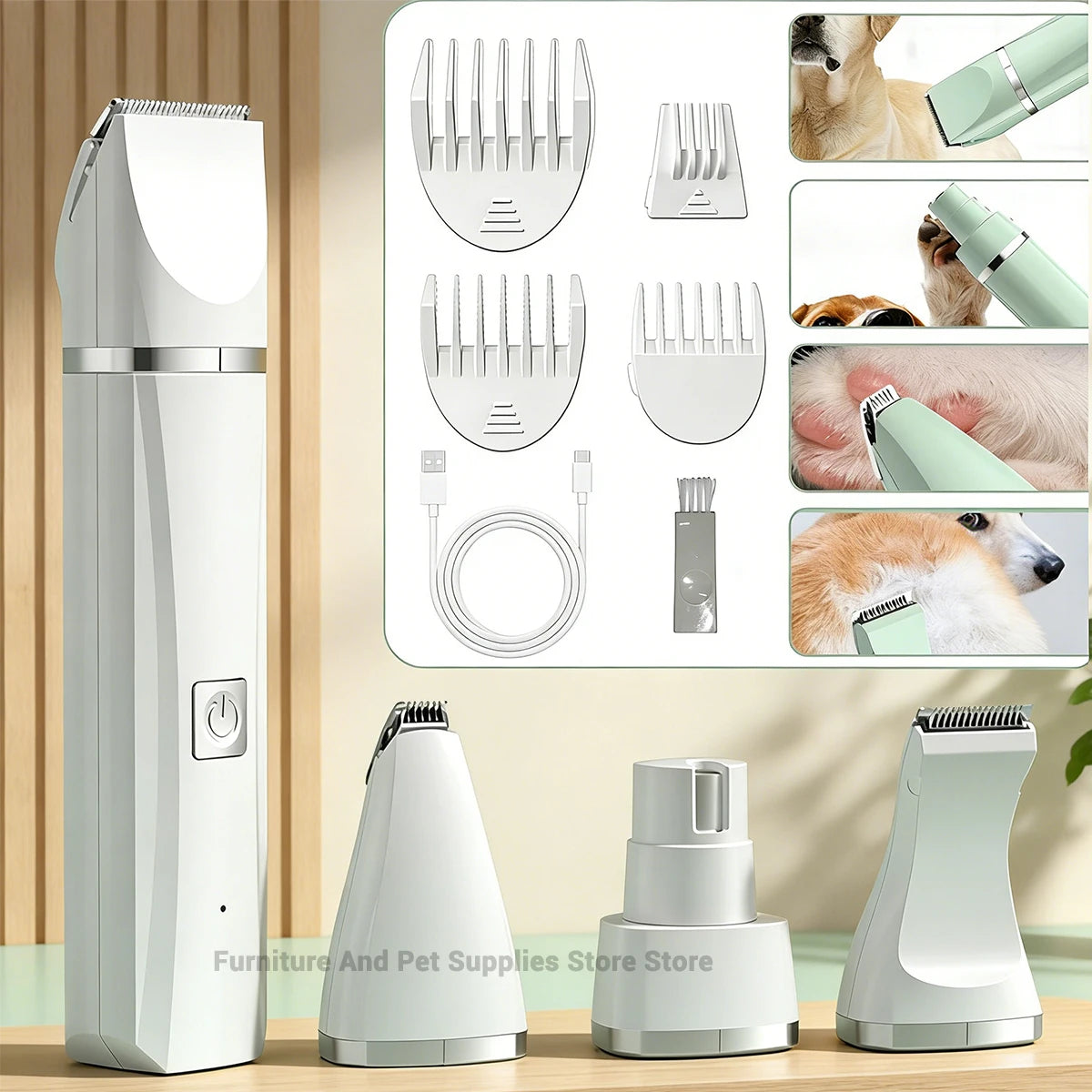Nuevo Kit de herramientas de belleza multifuncional eléctrico 4 en 1 para mascotas Cortapelos recargable para perros y gatos Suministros para mascotas