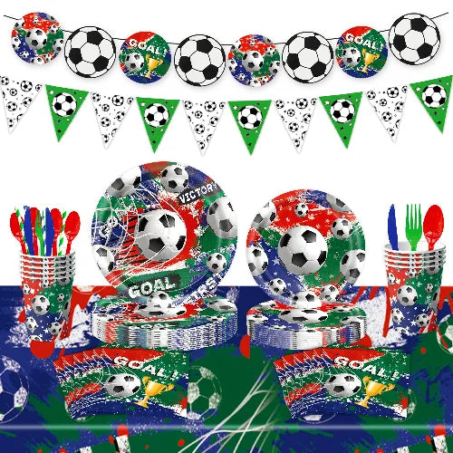 Fiesta Patitas Fútbol Cumpleaños Vajilla Taza Plato Servilleta Fútbol Cumpleaños Kit Globo Llavero Decoración de fiesta para cumpleaños decoración de fútbol