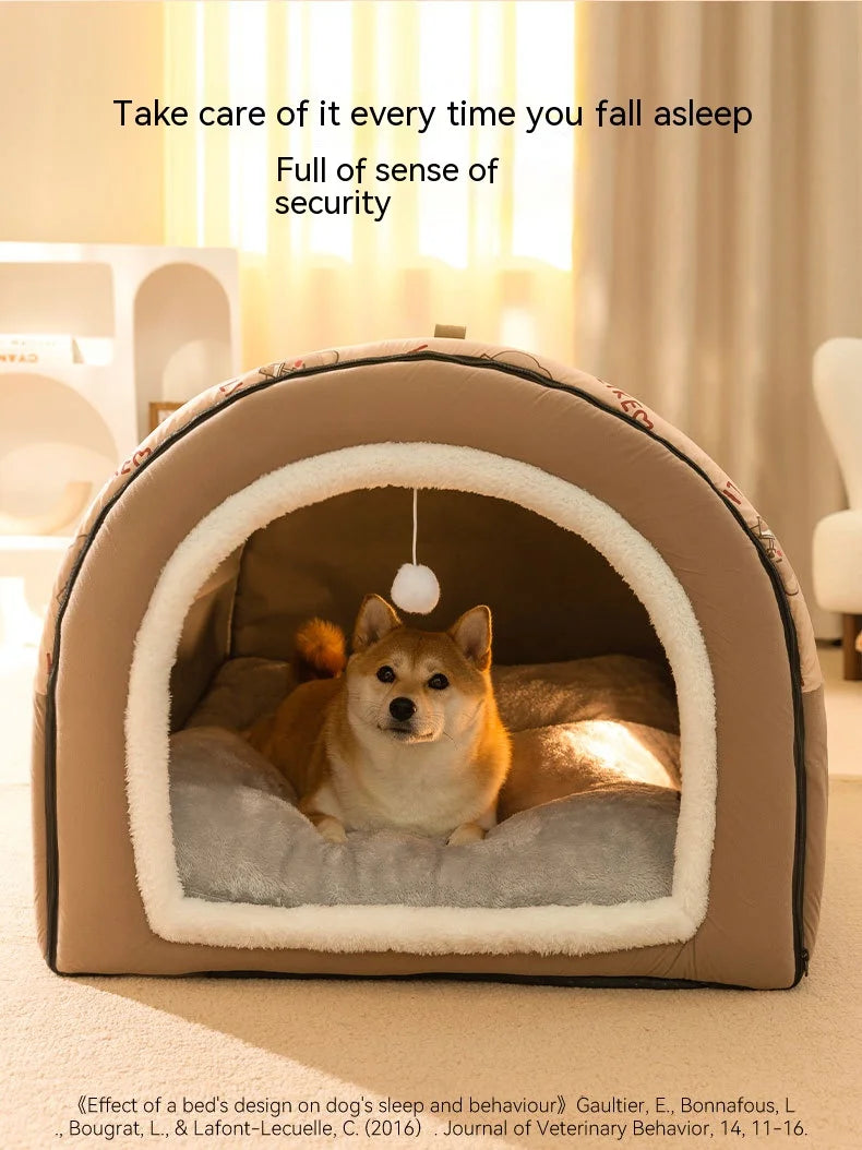Cama para Perro Grande, Nido de Perro Grande de Invierno Cálido, Cama para Perro Desmontable y Lavable, Suministros para Mascotas de Tipo Casa de Perro Grande de Temporada, Nido para Gato