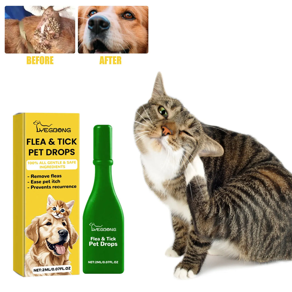 Gotas antipulgas para gatos, elimina pulgas y piojos, alivia la picazón de la piel, repelente de insectos externo, suministros de desparasitación, gotas para el tratamiento de garrapatas en mascotas
