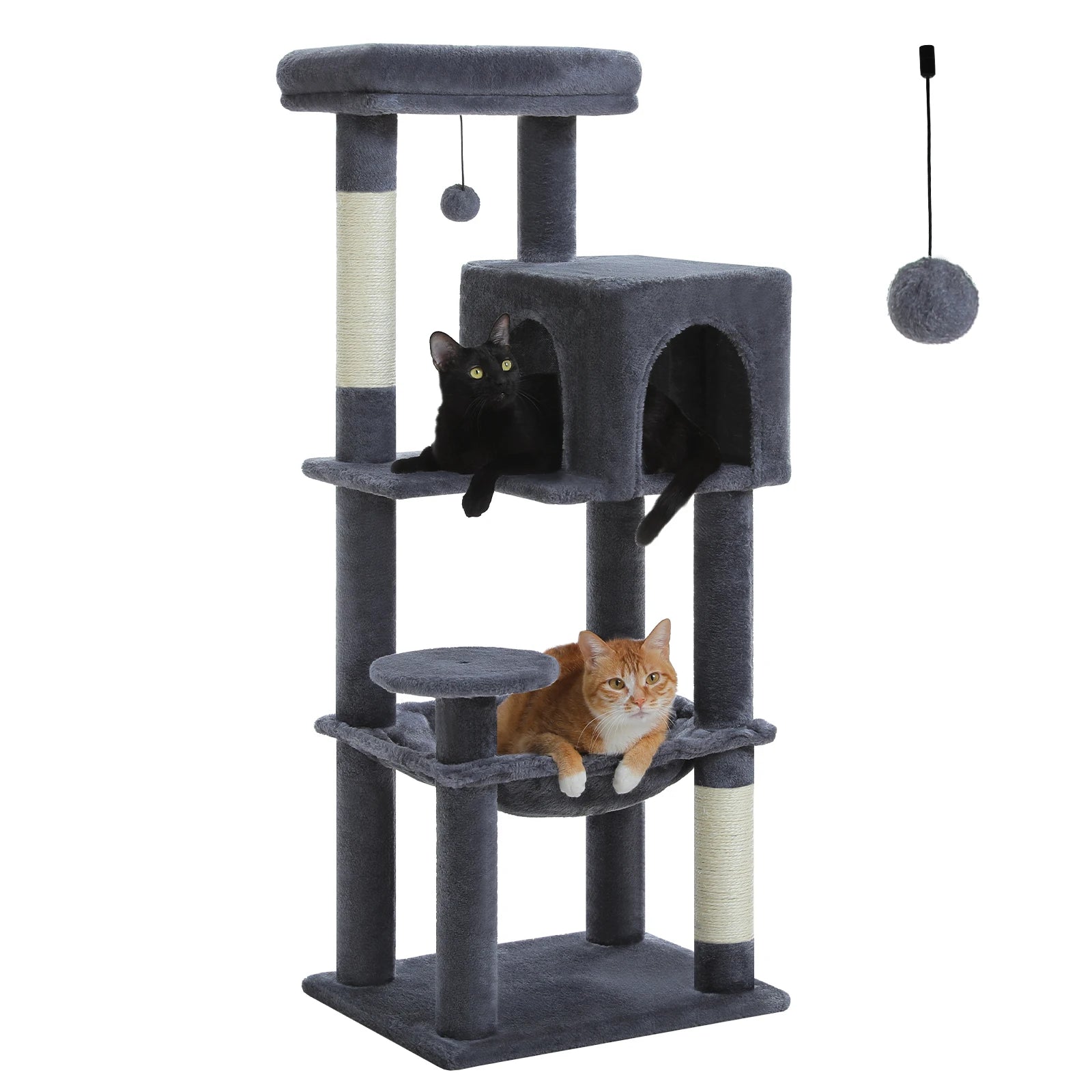 Rascador multinivel para gatos con postes de sisal, condominio acogedor, hamaca grande, torre de felpa para gatos, cama para gatitos de interior, juguetes para gatos