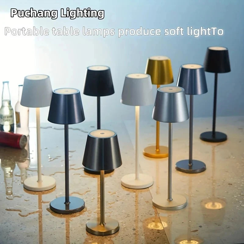 Lámparas de mesa LED inalámbricas regulables en 3 niveles, luz nocturna táctil recargable por USB, lámpara de escritorio LED para habitación, estudio, oficina, bares, café