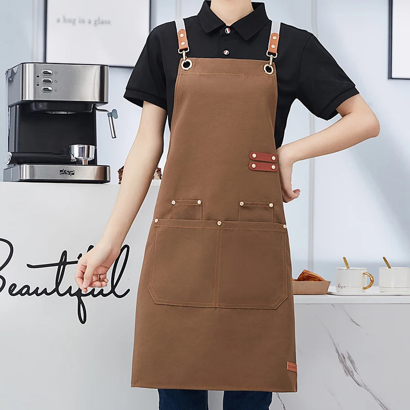 Apron Custom Logo Catering Server Uniforms Restaurant Cafe Hotel Waiter Chef Aprons Women Nail Salon Work Bib Men's BBQ Mandiles